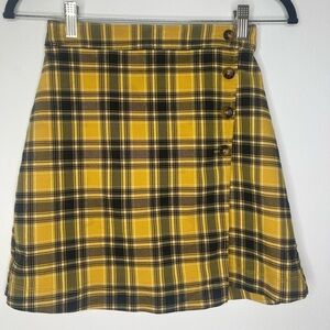 Hollister Yellow Plaid Ultra High Rise Skirt